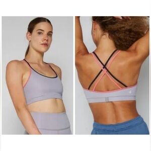 Women's 4 LAPS NWT Vitality Sports Bra-Crisscross Back-Silver Gray-Size 2XL